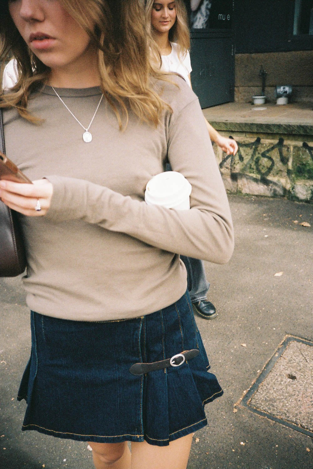 Soft Denim Low Waisted Buckle Skirt