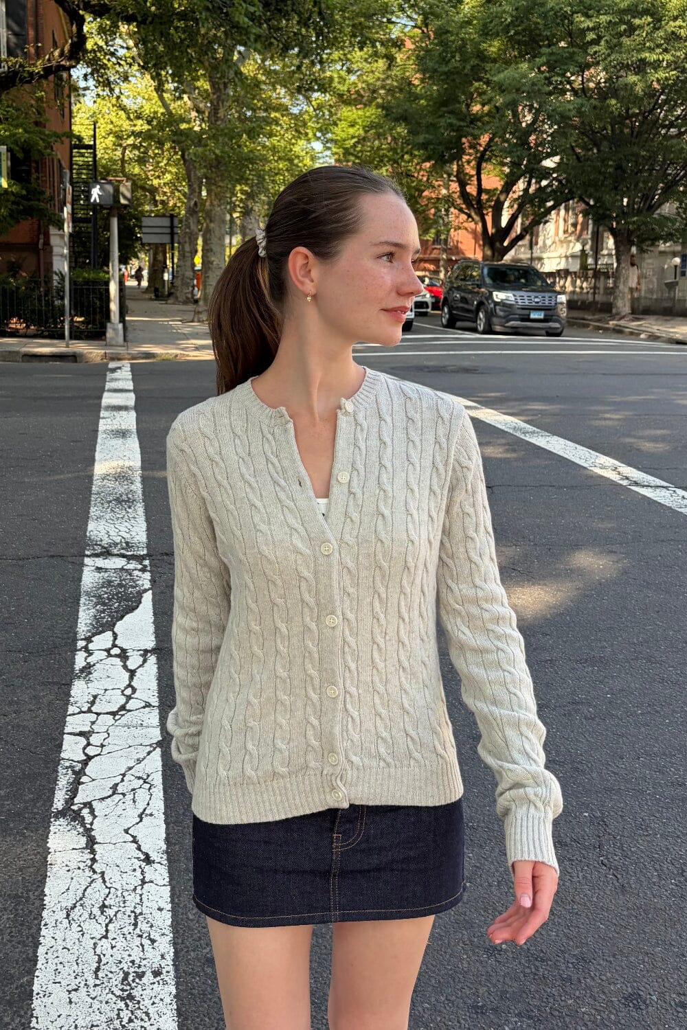 Olsen Wool Cable Knit Cardigan
