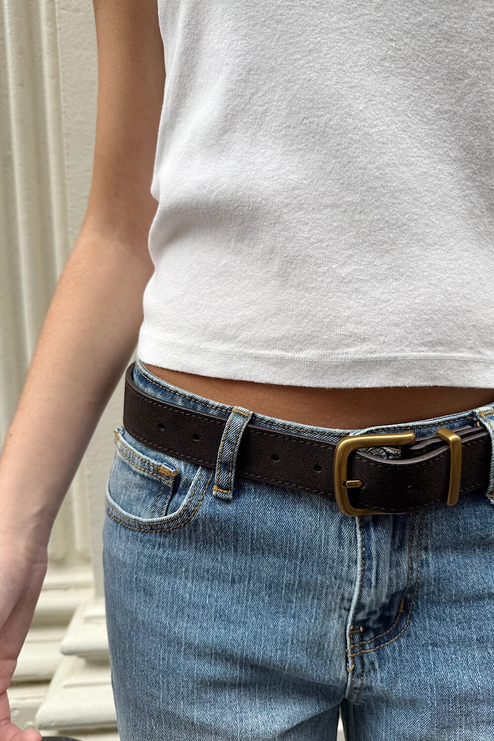 Faux Leather Buckle Belt